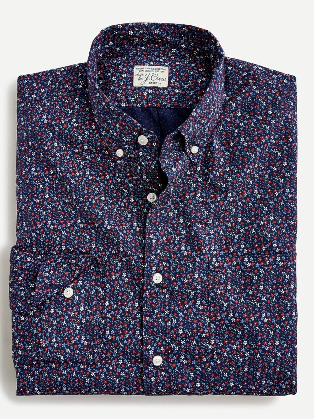 J. Crew Slim Untucked Stretch Secret Wash Cotton Poplin Floral Button Down Shirt
